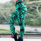 Push Up Slim Fitness Leggings For Women 3D Printed Cobweb High Waist Sweatpants Casual Elastic Slim Workout Pants