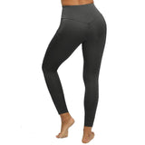 Casual Solid Women Leggings Workout High Waist Ealstic Push Up With Pockets Ankle Length Polyester Leggings Plus Size