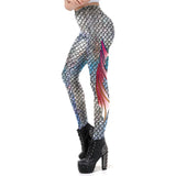 Sexy Galaxy Mermaid Leggings Women Fish Scale Printed Workout Legging Silver Colour Bling Bling Fitness Leggins