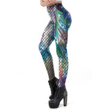 Galaxy Mermaid Leggings Women Fish Scales Printed Workout Legging Colorful Fitness Leggins Plus Size