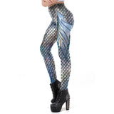 Galaxy Mermaid Leggings Women Sexy Fish Scales Printed Workout Legging  Colorful Shining Skinny Leggins