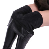 S-5XL Warm Women Leather Leggings Solid High Waist Winter Leggings Slim Fit Thick Velvet Female Leggins Push Up Legging