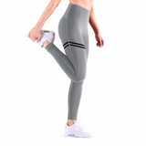 Casual Women Leggings Fitness High Waist Elastic Push Up Striped Patchwork Ankle Length Polyester Leggings