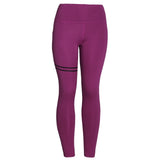 Casual Women Leggings Fitness High Waist Elastic Push Up Striped Patchwork Ankle Length Polyester Leggings