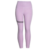 Casual Women Leggings Fitness High Waist Elastic Push Up Striped Patchwork Ankle Length Polyester Leggings