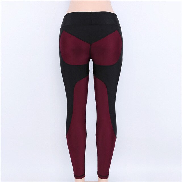 Casual Women Leggings Fitness High Waist Elastic Push Up Color Block Patchwork Ankle Length Spandex Leggings