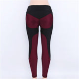 Casual Women Leggings Fitness High Waist Elastic Push Up Color Block Patchwork Ankle Length Spandex Leggings