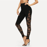 Sexy Lace Patchwork Women Leggings High Waist Cotton Leggins Push Up Ankle Length Jeggings Plus Size Fitness Leggings