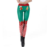 Stripe Leggings Christmas Pants For Women Autumn Winter Festival Slim Elastic Leggins Festival Gift Plus Size Legin