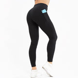 Casual Women Leggings Solid High Elastic Push Up With Pocket Fitness Legging Ankle Length Black Workout Leggings