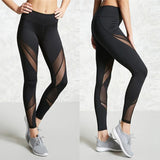 Fashion Women Leggings Fitness High Waist Elastic Push Up Dot Print Mesh Patchwork Polyester Leggin Casual Black Leggings