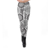 Grey Mandala Leggings Women Flower Digital Print Plus Size Fitness Legging Workout High Waist Slimm Clothing