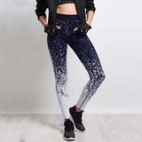 Casual Women Leggings Fitness Mid Waist Elastic Push Up Print Patchwork Ankle Length Polyester Leggings