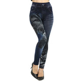 Fashion Women Leggings Black Cat Print Imitation Jeans Pattern Jeggings Sexy High Elastic Slim Denim Leggings Female