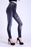 Fashion Women Leggings Black Cat Print Imitation Jeans Pattern Jeggings Sexy High Elastic Slim Denim Leggings Female