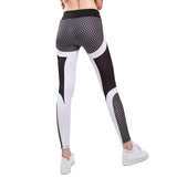 Fitness Women's Leggings Honeycomb Printed Workout Pants Black White Breathable Slimming Elasticity Girl Leggings