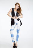 New Leggings Women Casual White Clouds Printing Mid Waist Jegging Slim Comfortable Fitness One Size Female Leggings