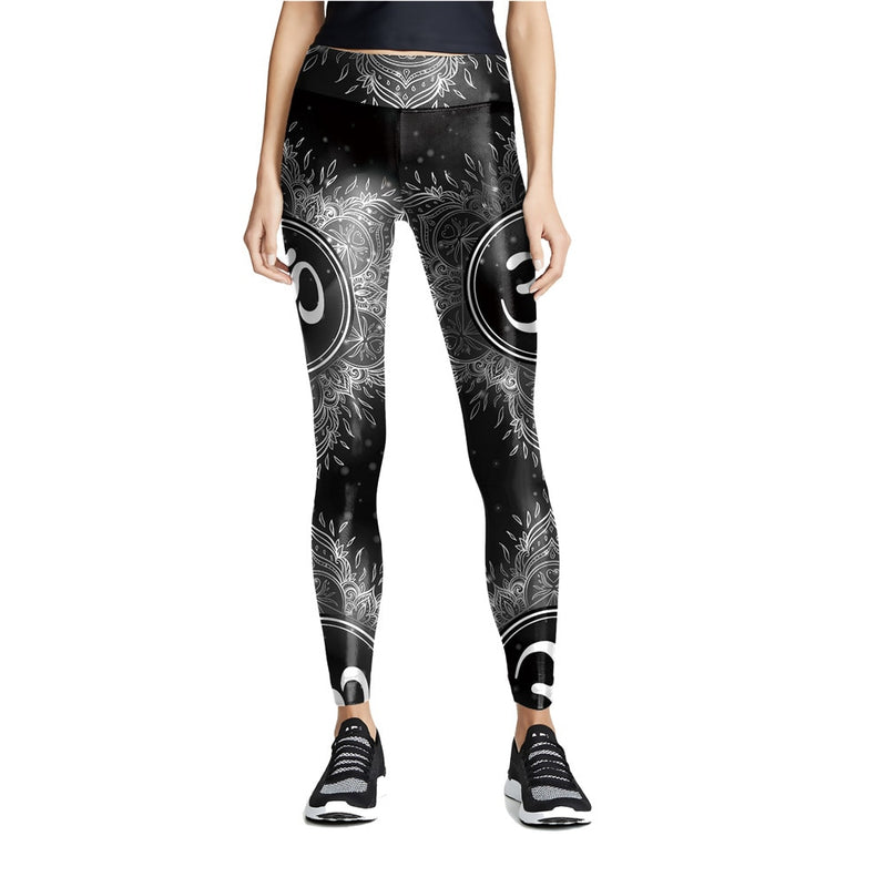 India Chakra Leggings Women Slim Workout Pants High Wasit Aztec Round Ombre Leggins For Fitness Elastic Legins