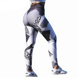 Casual Leggings Women Fitness High Waist Elastic Push Up Leopard Printed Patchwork Ankle Length Spandex Leggings