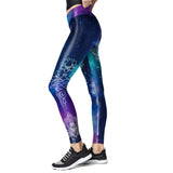 Fashion Women Blue Printing Mandala Leggings Fitness Elastic Pants Workout Stretch Slim Bottoms Aztec Round Ombre Legin