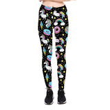 Unicorn Leggings Women Galaxy Sky Star Ring Rainbow Digital Print Leggins Plus Size Elastic Workout Pants