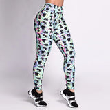 Casual Sporting Leggings For Women Fitness Elastic Pants Black Cats Printed Slim High Waist Workout Leggins