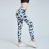 Casual Sporting Leggings For Women Fitness Elastic Pants Black Cats Printed Slim High Waist Workout Leggins