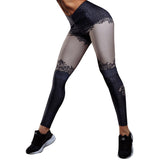 Plus Size Women Leggings High Waist Lace Patchwork Leggins Workout Ankle Length Fitness Push Up Leggings Female