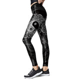 Mandala Yin And Yang Print Leggings High Waist Workout Pants For Women Slim Flower Leggins Outwear Legins