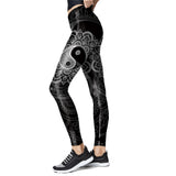 Mandala Yin And Yang Print Leggings High Waist Workout Pants For Women Slim Flower Leggins Outwear Legins