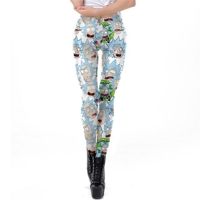 Cartoon Printed Leggings Women Rick And Morty Plus Size Leggin Workout Modis Fitness Legging