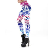 The OM Symbol Mandala Leggings Print Womens Workout Fitness Leggin Plus Size Ankle Pant Slim Elastic Legins