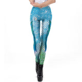 Galaxy Mermaid Leggings Women Workout Fitness Legging Colorful Fish Scales  Printed Leggins Plus Size