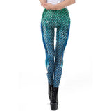 Galaxy Mermaid Leggings Women Workout Fitness Legging Colorful Fish Scales  Printed Leggins Plus Size