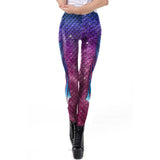 Galaxy Mermaid Leggings Women Workout Fitness Legging Colorful Fish Scales  Printed Leggins Plus Size