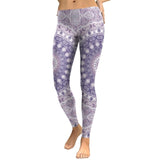 New Arrival Leggings Women Purple Mandala Flower Digital Printed Leggins Woman Slim Elastic Workout Plus Size Legging