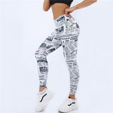 Push up High Waist Leggings Women Newspaper print Fitness Legging Sexy Workout Legins For woman Plus Size