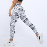 Push up High Waist Leggings Women Newspaper print Fitness Legging Sexy Workout Legins For woman Plus Size