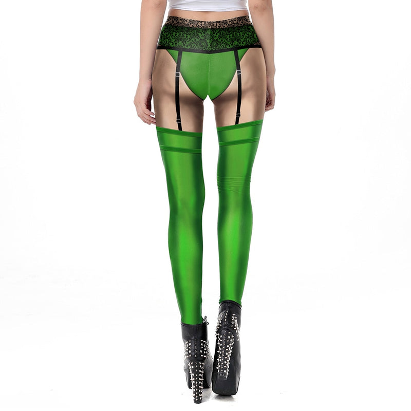 Spring Women Leggings St. Patrick's Day Party Clothing Shamrock Sexy Lace Print Legins For Female Mid-waist Slim Leggin