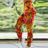 New Spring Women Leggings Golden Leaves Printed Legging For Girl Fitness Workout Legging Sporting High Waist Legin