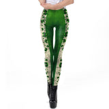 Green Women St. Patrick's Day Leggins Shamrock Pants Spring Elastic Workout Legging Cute Sexy Legins Plus Size