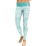 New Arrival Women Leggings Aztec Round Ombre Flower Digital Print Fitness Leggins Green Plus Size Workout Pants