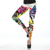 New Design Leggins Fashion Elastic Graffiti Spray Digital Leggins Printed Women Leggings Women Pants