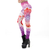 Fashion Lotus Flower Printing Workout Leggings For Women Slim Mandala Hamsa Hand Printed Pants Suitable Sporting Legins