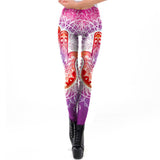 Fashion Lotus Flower Printing Workout Leggings For Women Slim Mandala Hamsa Hand Printed Pants Suitable Sporting Legins