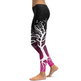 New Arrival Tree Digital Printed Leggings Women Hight Waist Plus Size Leggins Bodycon Block Color Fitness Pants