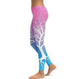 New Arrival Tree Digital Printed Leggings Women Hight Waist Plus Size Leggins Bodycon Block Color Fitness Pants