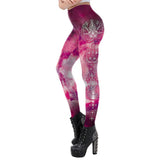 Pink Workout Leggings For Women Mandala Series Fitness Leggins India Aztec Round Ombre Flower Pants Outdoor Mid-Waist