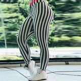 New Stripe Leggings Women Fitness Workout Legging For Woman Sporting High Waist Elastic Workout Leggins Plus Size Pants