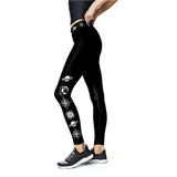 Solid Color Black Leggings Women Workout Pants 3D Printed Planet Leggins High Waist Fitness Legins Elastic Trousers